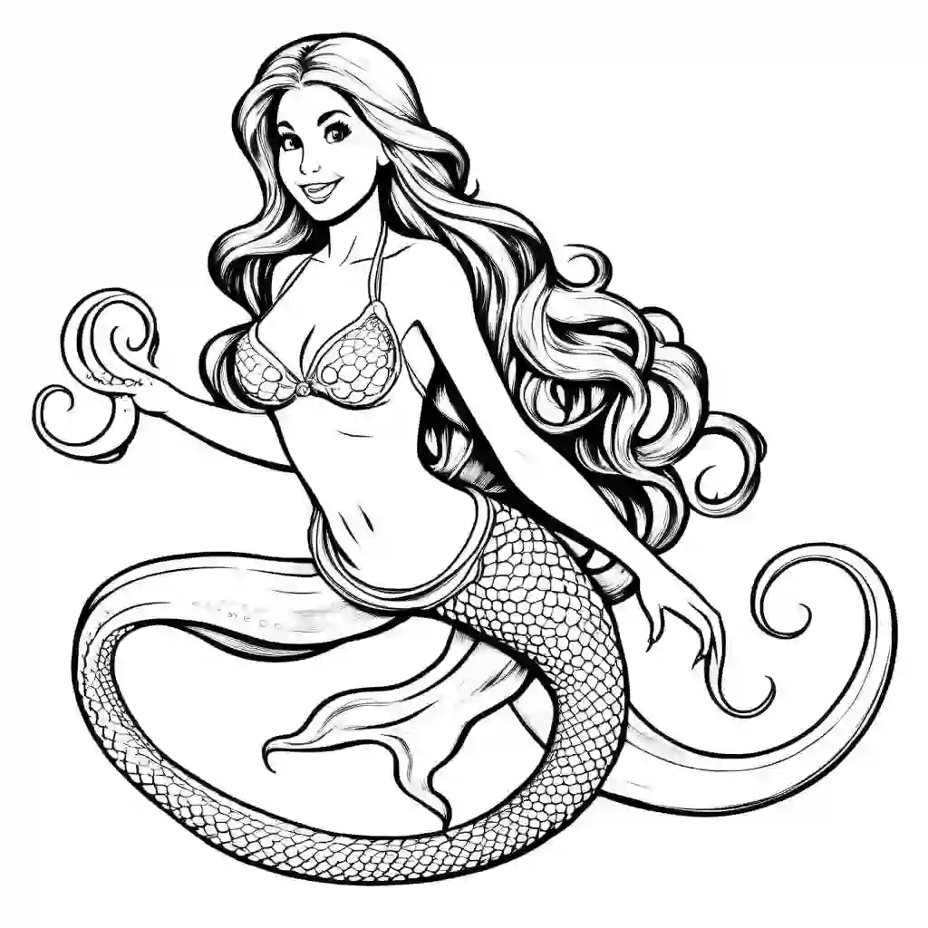 Mermaid with an Octopus coloring pages